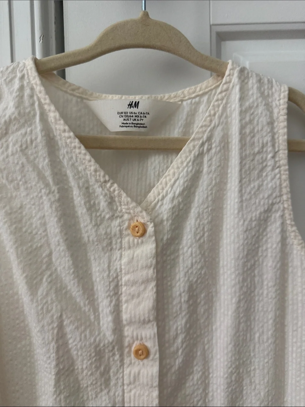 H&M Cream Button-Front Sleeveless Dress